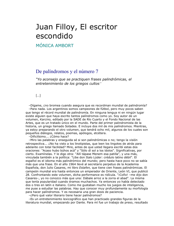 Portada de Juan Filloy, El escritor escondido